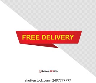 Free delivery button design for banner, sale, promotion, logo, icon, label, sticker, tag, symbol, stamp, etc. Vector Illustration
