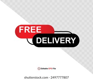 Free delivery button design for banner, sale, promotion, logo, icon, label, sticker, tag, symbol, stamp, etc. Vector Illustration