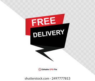 Free delivery button design for banner, sale, promotion, logo, icon, label, sticker, tag, symbol, stamp, etc. Vector Illustration