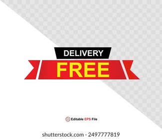 Free delivery button design for banner, sale, promotion, logo, icon, label, sticker, tag, symbol, stamp, etc. Vector Illustration