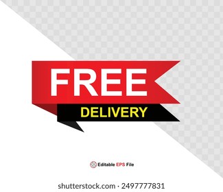 Free delivery button design for banner, sale, promotion, logo, icon, label, sticker, tag, symbol, stamp, etc. Vector Illustration