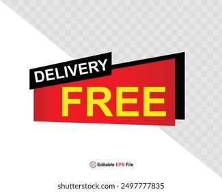 Free delivery button design for banner, sale, promotion, logo, icon, label, sticker, tag, symbol, stamp, etc. Vector Illustration