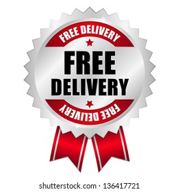 Free delivery button red