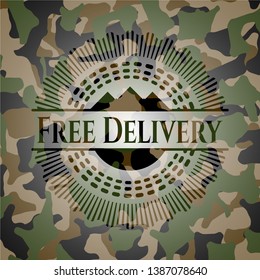 Free Delivery camo emblem. Vector Illustration. Detailed.