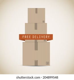 Free delivery cardboard boxes vector background