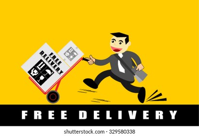 free delivery, cartoon, vector