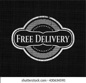Free Delivery chalkboard emblem on black board