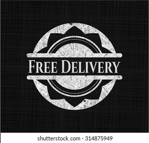 Free Delivery chalkboard emblem written on a blackboard