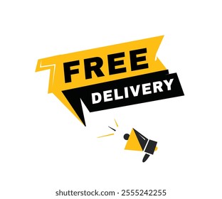 Free delivery Colorful banner label vector modern element. Business concept or advertising design.