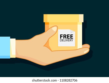 Free delivery concept illustration in flat style. Free box. Vector illustration design.