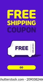 A free delivery coupon on a purple background