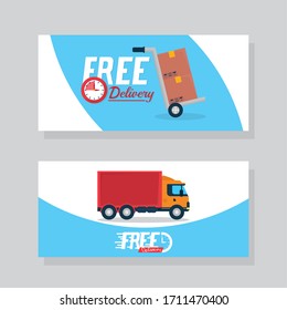 free delivery design with cargo truck and boxes over gray background, colorful design, vector illustration