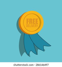 Free delivery design over blue background, vector illustration