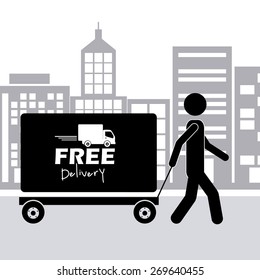 Free delivery design over white background, vector illustration
