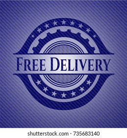 Free Delivery emblem with jean background