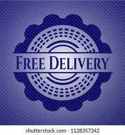 Free Delivery emblem with jean texture