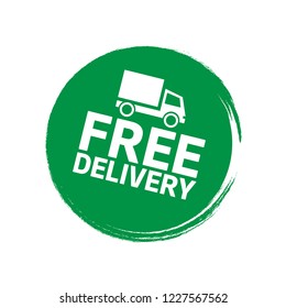 free delivery emblem, label, badge, logo, seal. label with truck