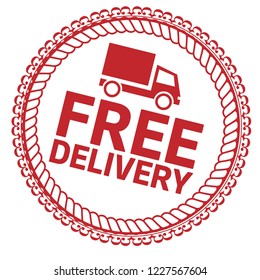 free delivery emblem, label, badge, logo, seal. label with truck