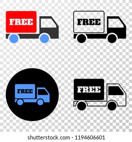 Free delivery EPS vector icon with contour, black and colored versions. Illustration style is flat iconic symbol on chess transparent background.