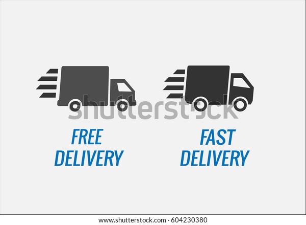 Free delivery and fast delivery truck\
icons.vector illustration