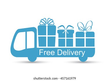 Free delivery flat icon design isolated on white, vector illustration