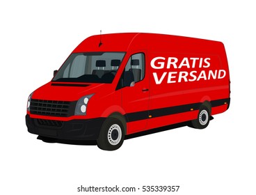 Free delivery in German (Gratis Versand). Flat vector.