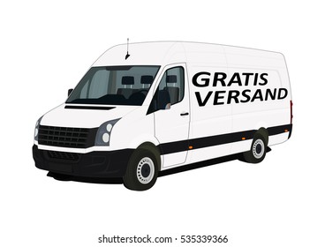 Free delivery in German (Gratis Versand). Flat vector.