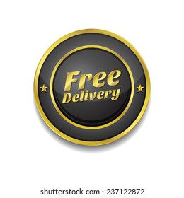 Free Delivery Gold Vector Icon Button