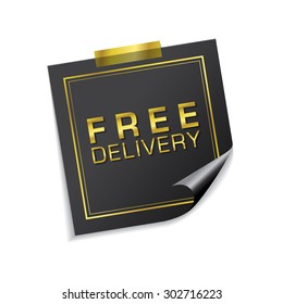 Free Delivery Golden Sticky Notes Vector Icon Design