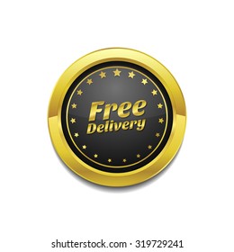 Free Delivery Golden Vector Icon Button