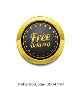 Free Delivery Golden Vector Icon Button