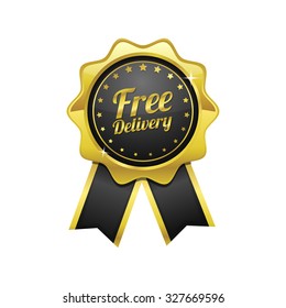 Free Delivery golden Vector Icon Design