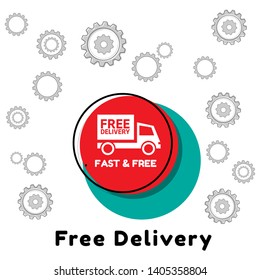 free delivery - graphic concept. truck icon and text fast&free