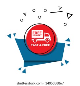 free delivery - graphic concept. truck icon and text fast&free