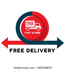 free delivery - graphic concept. truck icon and text fast&free
