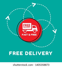 free delivery - graphic concept. truck icon and text fast&free