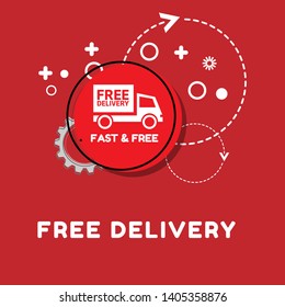 free delivery - graphic concept. truck icon and text fast&free