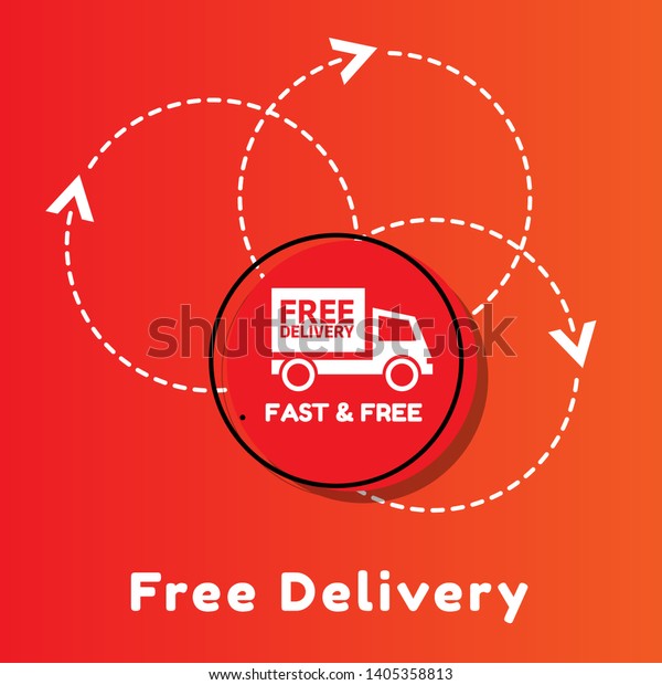 free delivery - graphic concept. truck\
icon and text\
fast&free