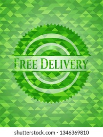 Free Delivery green mosaic emblem