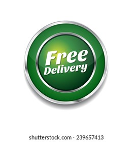 Free Delivery Green Vector Icon Button