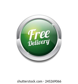 Free Delivery Green Vector Icon Button