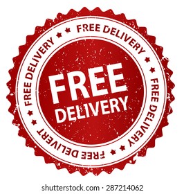 Free delivery grunge red rubber seal / stamp on white background