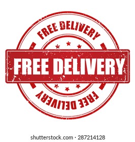 Free delivery grunge red rubber seal / stamp on white background