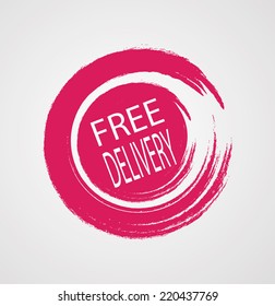 Free Delivery Grunge Red Vector Rubber Stamp for your Design. 