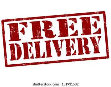 Free delivery grunge rubber stamp, vector illustration