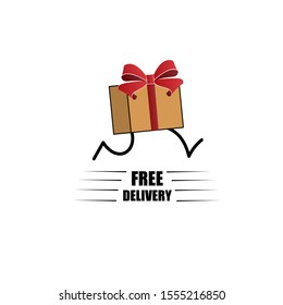 Free delivery. Holiday box. Vector illustration