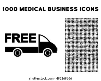 Free Delivery icon with 1000 medical business black vector design elements. Set style is flat symbols, white background.
