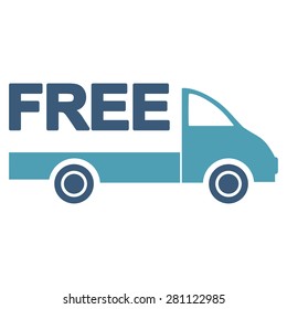 Free delivery icon from Business Bicolor Set. This isolated flat symbol uses cyan and blue colors.