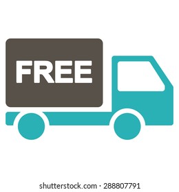 Free delivery icon from Business Bicolor Set. This flat vector symbol uses grey and cyan colors, rounded angles, and isolated on a white background.