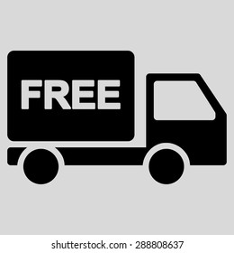 Free delivery icon from Business Bicolor Set. This flat vector symbol uses black color, rounded angles, and isolated on a light gray background.